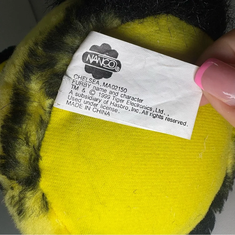 1999 Nanco Furby Bumblebee Plush Stuffed Toy Yellow Black Stripes